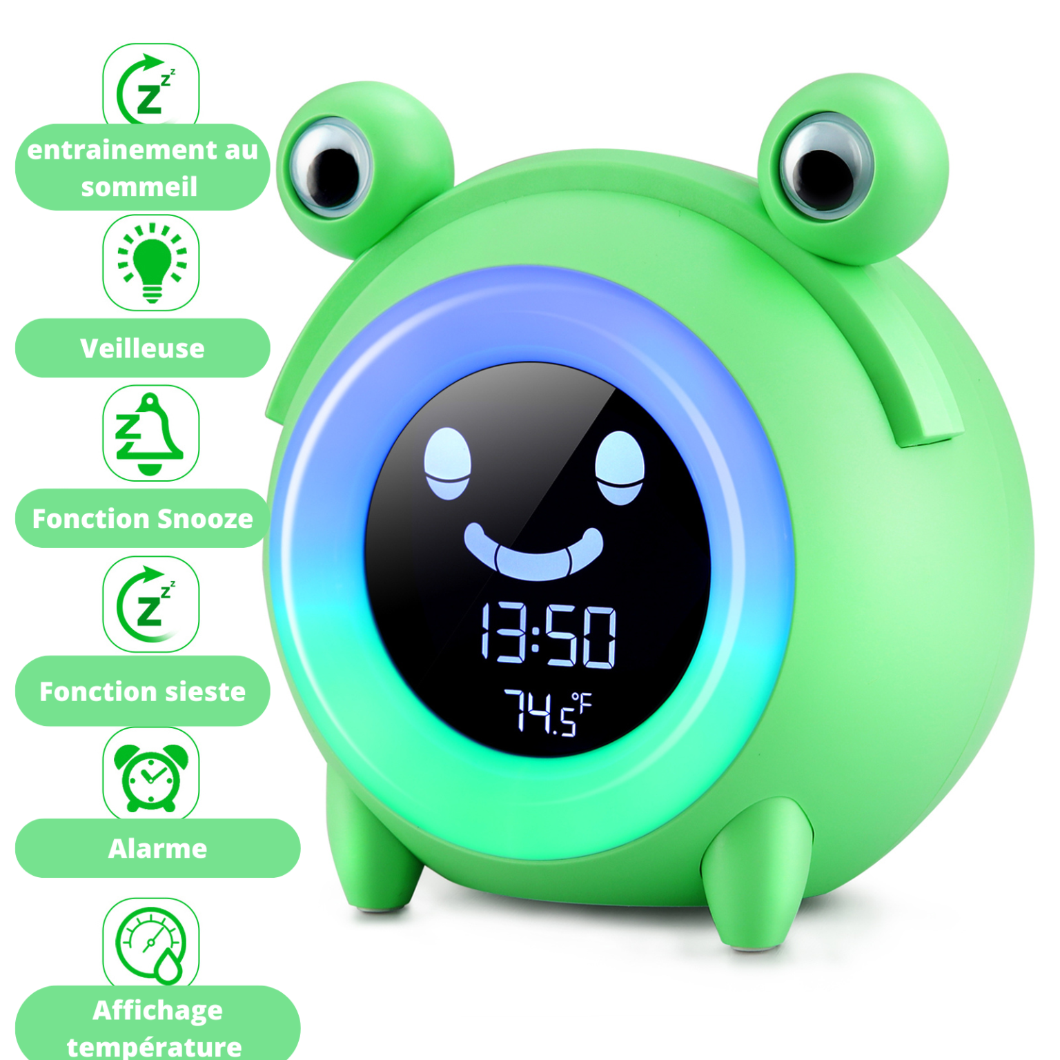 Réveil Enfant Jour/nuit éducatif - Motif Stitch, Apprentissage De L'heure, Sonnerie Forte, Pour Chambre